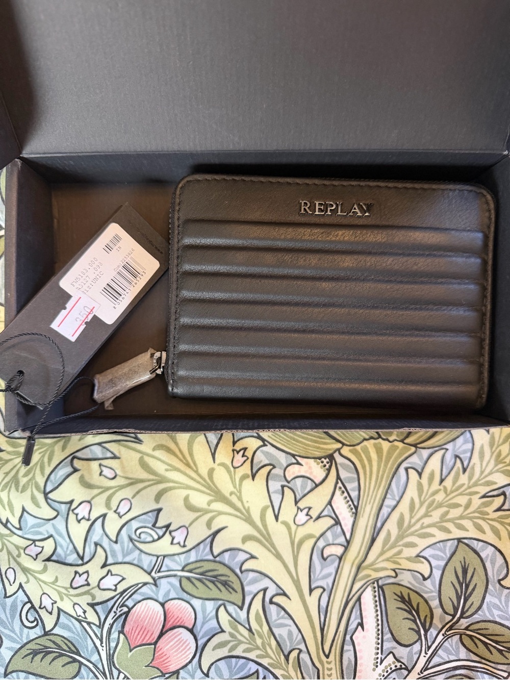 Replay Black Quilted Zip-Around Wallet